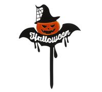 dekora - Halloween Cake Topper, Calabaza naranja, Adorno de plástico reutilizable para decorar Tartas y Cupcakes, 16x11cm, Decoración halloween
