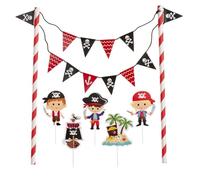 Dekora Kit de decoración para tartas piratas, decoración de PVC para pasteles, cupcakes y postres, fácil de usar, reutilizable, caja de 12, 142 x 205 x 165 mm