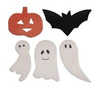 dekora - Kit de Halloween con Fantasmas Murciélagos y Calabazas de Papel de Oblea para Decoración de Tartas, Cupcakes u Otros Postres de 4 a 5 cm - Caja de 128 Unidades Surtidas