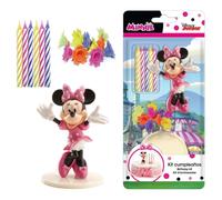 Dekora Kit Minnie Mousse para Decoración de Tartas Temática Disney con Figura de Minnie y 10 Velas de Colores