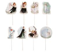 dekora - Kit para Decorar Cupcakes y Tartas Frozen Disney - 16 Toppers de Papel con 8 Diseños Diferentes - Decoración Infantil para Cumpleaños