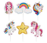 dekora - Kit para Decorar Cupcakes y Tartas Unicornio Tesia - 30 Toppers de Papel con 6 Diseños - Decoración Infantil para Cumpleaños y Fiestas Mágicas