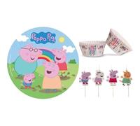 dekora, Kit Peppa Pig Oblea, Velas y Cápsulas para Cupcakes, Decoración para Tarta de Cumpleaños Infantil, Ideal para Fiestas Temáticas y Celebraciones Infantiles