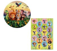 dekora, Kit Tarta Animales de la Selva con Disco de Oblea y Mini Discos para Cupcakes, Decoración para Tarta de Cumpleaños Infantil, Adornos para Pasteles y Fiestas Temáticas