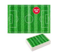 dekora - Lámina comestible Campo de Fútbol para decorar tartas, sin azúcar añadido y sin gluten, 20x27cm, decoración para cumpleaños de niños futboleros