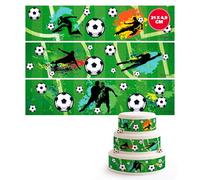 dekora - Láminas de fútbol para tartas 3 cintas de papel comestible 21 x 4,9 cm Decoración de cumpleaños de fútbol para Tartas Infantiles Sin Gluten, Sin Azúcar Añadida, Apta Vegetarianos