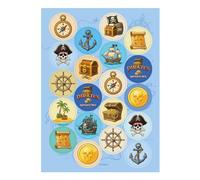 Dekora, Mini Discos de Oblea de Piratas, Toppers para Decorar Cupcakes y Galletas, Ideal para Cumpleaños Infantiles, 20 Mini Obleas de Papel de Arroz Comestible, 3,4 CM