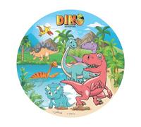 Dekora, Oblea Comestible de Dinosaurios, Decoración para Tartas de Cumpleaños Infantiles y Fiestas Temáticas, Cake Topper Redondo 20 CM