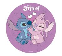 Dekora, Oblea Comestible de Stitch y Angel, Decoración para Tarta de Cumpleaños de Disney, Disco Redondo 20 CM