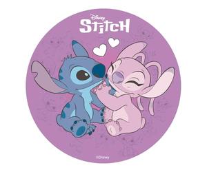 Dekora, Oblea Comestible de Stitch y Angel, Decoración para Tarta de Cumpleaños de Disney, Disco Redondo 20 CM