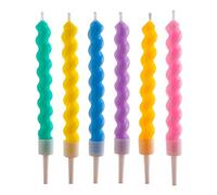 dekora - Paquete de 6 Velas Altas de Cumpleaños Twisted de 10cm | Colores Pastel: Rosa, Malva, Naranja, Azul, Amarillo y Verde | Ideal para Fiestas Memorables