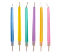 dekora - Paquete de 6 Velas de Cumpleaños Party Columnas de 12cm | Colores Pastel: Rosa, Malva, Naranja, Azul, Amarillo y Verde | Ideal para Celebraciones Vibrantes