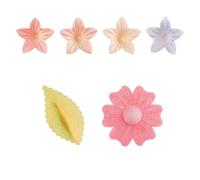 dekora - Set de decoraciones comestibles para Tartas y Cupcakes, flores y hojas, Sin azúcar, sin gluten, sin lactosa, 34 decoraciones, ideal para cumpleaños, bodas, gender reveal y baby shower
