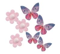 dekora - Set de Decoraciones Comestibles para Tartas y Cupcakes - Obleas Comestibles Sin Gluten, Azúcar ni Lactosa - 9 Piezas de Oblea - Flores Rosas y Mariposas Lilas de 15x72x170 mm
