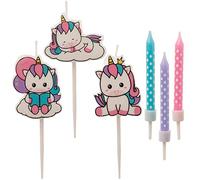 Dekora Design – Set de velas de cumpleaños Unicornio para decorar tarta – 15 velas