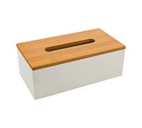 DEKORA SOUL - Caja para Pañuelos de Papel, Portapañuelos de Papel, Soporte para Pañuelos, Portapañuelos de Papel Caja, Tapa de Bambú White 2 units