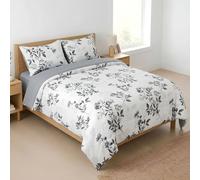 DEKORA SOUL Funda Nórdica con Bajera Ajustable de Microfibra Suave y Transpirable para Cama 90/135/150/180,Varios Colores Gray floral Bed 180