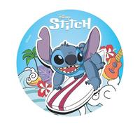 Dekora, Stitch Oblea Comestible, Decoración para Tartas de Cumpleaños Infantiles, Cake Topper Pastel Redondo 20 CM