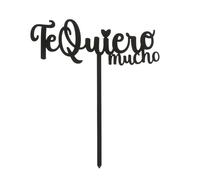 Dekora - Topper de Tarta Negro "Te Quiero Mucho" 12x15cm - Decoración Perfecta para Celebraciones Románticas, Cumpleaños, Aniversarios y Más - Diseño Elegante y Apto para Alimentos