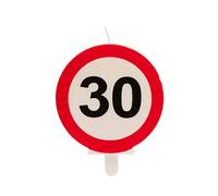 Dekora Design Vela de cumpleaños Señal de prohibido para decoración de tartas Número 30