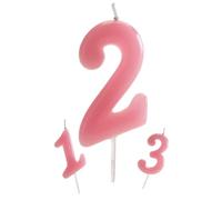 dekora - Velas Cumpleaños Numeros Comic Rosa | Vela Numero 2
