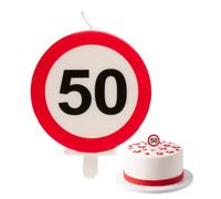 Dekora Design Vela de cumpleaños Señal de Prohibido para decoración de tartas Número 50