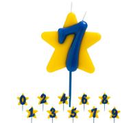 dekora - Vela Cumpleaños Solidaria | Velas Especiales de Estrella - Velas Doble Mecha Fundación Pequeño Deseo - Número 7