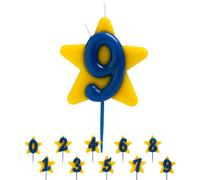 Dekora Design Vela de cumpleaños solidaria doble mecha Fundación Pequeño Deseo Nº 9 9,5 cm