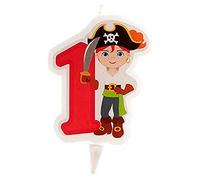 Dekora - Vela de Cumpleaños 2D de Pirata para Tartas Infantiles - Numero 1