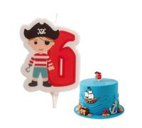 Dekora - Vela de Cumpleaños 2D de Pirata para Tartas Infantiles - Numero 6