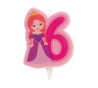Dekora - Vela de Cumpleaños 2D de Princesa para Tartas Infantiles - Numero 6