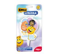 dekora - Vela de Cumpleaños Emoji La Película 7 cm - Vela Infantil con Pincho para Tartas - Diseño Divertido y Colorido