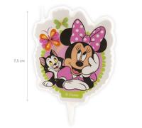 dekora - Vela de Cumpleaños Minnie Mouse 7,5 cm - Vela Infantil con Pincho para Tartas - Diseño 2D Divertido y Colorido