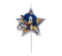 Dekora Design - Vela de cumpleaños Sonic the Hedgehog 11 cm, reutilizable con soporte