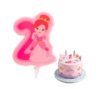 dekora - Vela de Números Princesa Nº 2 7 cm para Tartas infantiles