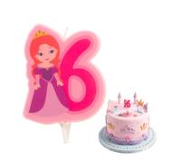 Dekora - Vela de Cumpleaños 2D de Princesa para Tartas Infantiles - Numero 6