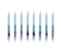 dekora - Velas de Cumpleaños Frozen Disney 8 Unidades de 9 cm - Velas Infantiles con Diseños de Anna, Elsa y Olaf - Decoración para Tartas Infantiles