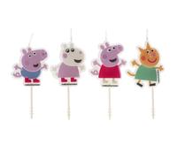 dekora - Velas de Cumpleaños Peppa Pig, 4 Unidades - Velas Infantiles con Palillo para Tartas - Diseño Oficial, Fácil Colocación