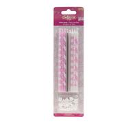 dekora | Velas de Decoración para Tartas | Sin Aroma | Cumpleaños Mix Rosa 13cm | Velas de Parafina