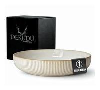 DEKUDÙ Ensaladera Ceramica Bol Ensalada Grande Frutero Ceramica Platos Vajilla - Gres de Calidad - Fabricados a Mano - 1 Pieza de 25,5 cm - Gran Dureza Apta Lavavajillas Microondas - Color Beige