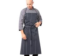 Delantal Chef Works B249, tejido prémium, azul marino y rayas blancas, negro/blanco
