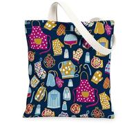 Delantal de lona para mujer, guante de cocina, para horno, salero, color azul marino, lavable, reutilizable, idea de bolsa de mano, Azul marino, 13x15 Inch