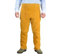 Delantal de piel de vaca para soldador, resistente al calor e ignífugo, cintura ajustable de 28 a 51 pulgadas, protección amarilla para trabajos de soldadura y procesamiento de metales