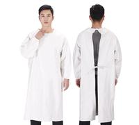 Delantal impermeable de manga larga para mujer, impermeable para trabajos de limpieza, carnicero, bata para hombre, delantales de manga larga resistentes al aceite BLANCO One size