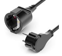 deleyCON 15m Cable Extensión Corriente con Enchufe Plano Contacto Protección Línea Energía Prolongación 3680W Hogar Oficina Multimedia Negro
