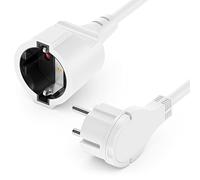 deleyCON 15m Cable Extensión Corriente con Enchufe Plano Contacto Protección Línea Energía Prolongación 3680W Hogar Oficina Multimedia Blanco