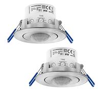 deleyCON 2X Infrarrojos Detector de Movimiento de Techo En el Interior - Alcance 8m a 360° Brillo Ambiente Ajustable IP20 Montaje Empotrado Aluminio