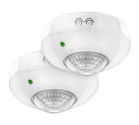 deleyCON 2X Infrarrojos Detector de Movimiento Salir a la Superficie Montaje en Techo Interno Control de Luz Área de Trabajo de 360° Alcance de 6m Sensor de Luz Integrado Blanco