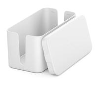 deleyCON Caja Organizadora de Cables 23,5cm x 11,5cm x 11,5cm Plástico Robusto 2 Guías de Cables Protección y Seguridad Blanco
