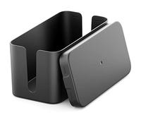 deleyCON Caja para Gestionar Caja Organizadora de Cables 23,5cm x 11,5cm x 11,5cm Plástico Robusto 2 Guías de Cables Protección y Seguridad Negro